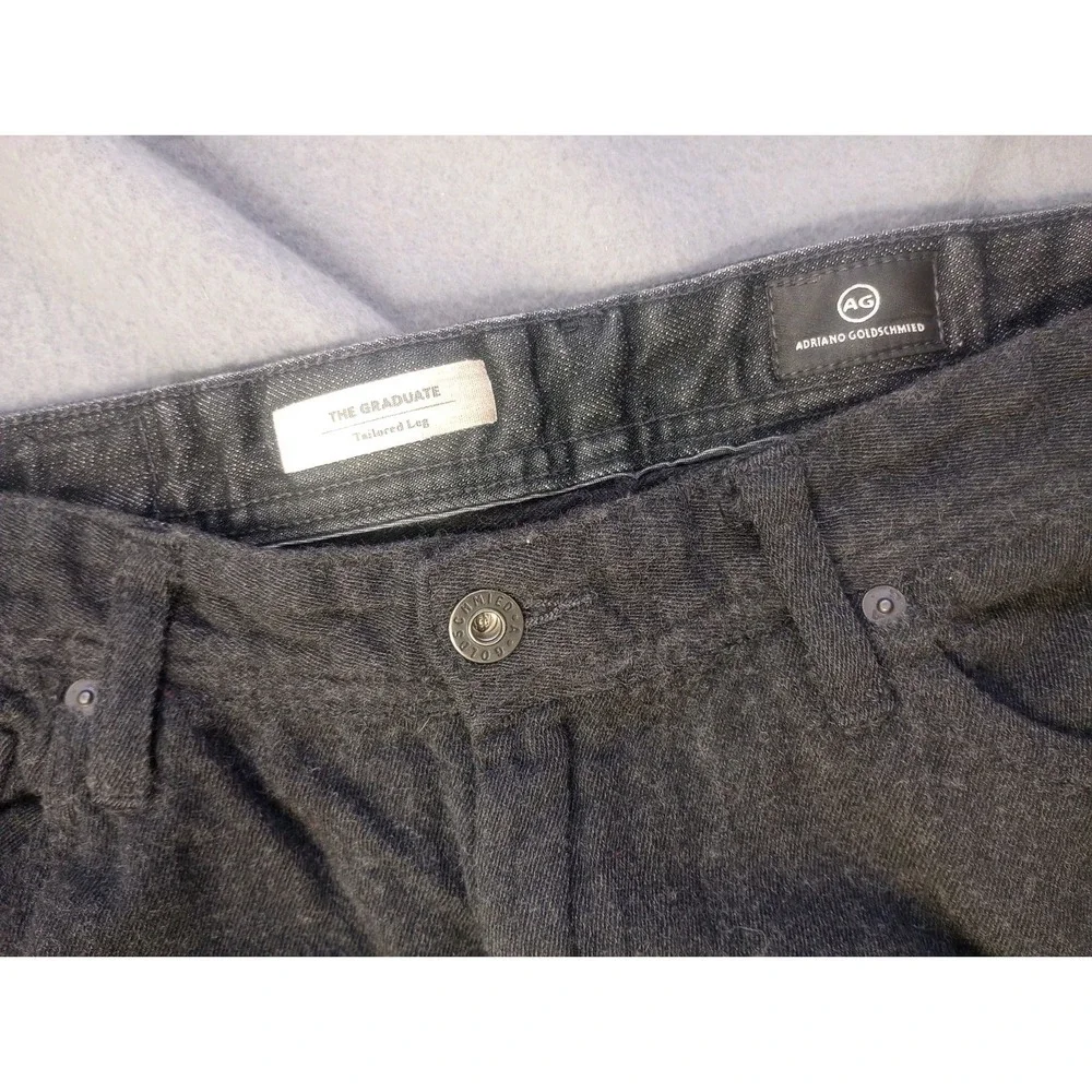 Adriano Goldschmeid AG Graduate Pants Mens 33x27 Black Wool Blend Tailored Leg